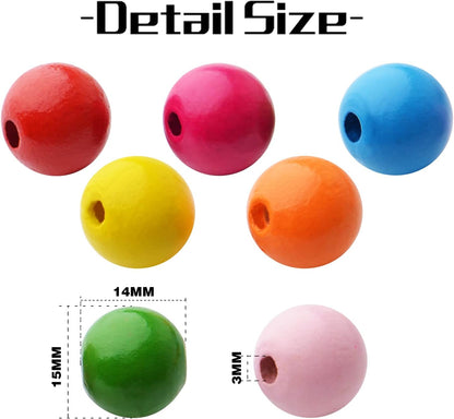 Aylifu Round Wooden Beads, 50 pcs 25mm Natural Unfinished Wooden Spacers for DIY Crafts Jewelry Making, White, Hole: 5mm