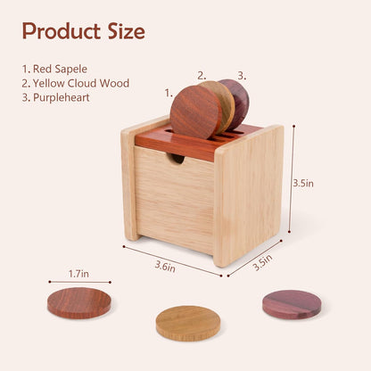 Adena Montessori Coin Box -Natural Wood Double-Sided Object Permanence Box Toy for 1-Year-Old Babies, Wooden Montessori Developmental Toy for 6-12 Month, Early Learning Gift