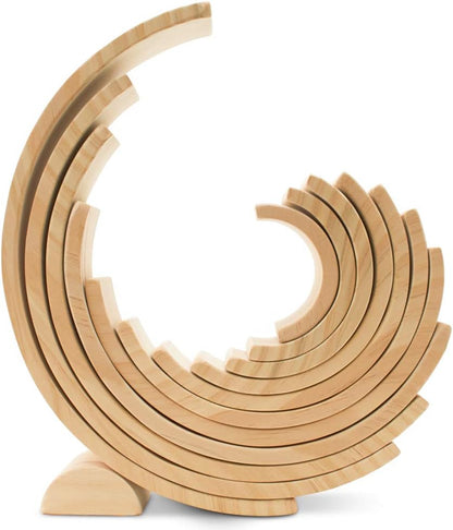 Large Wooden Rainbow Stacker Arches, Set of 12 pcs., Natural and Unfinished Stacking Rainbow, by Woodpeckers