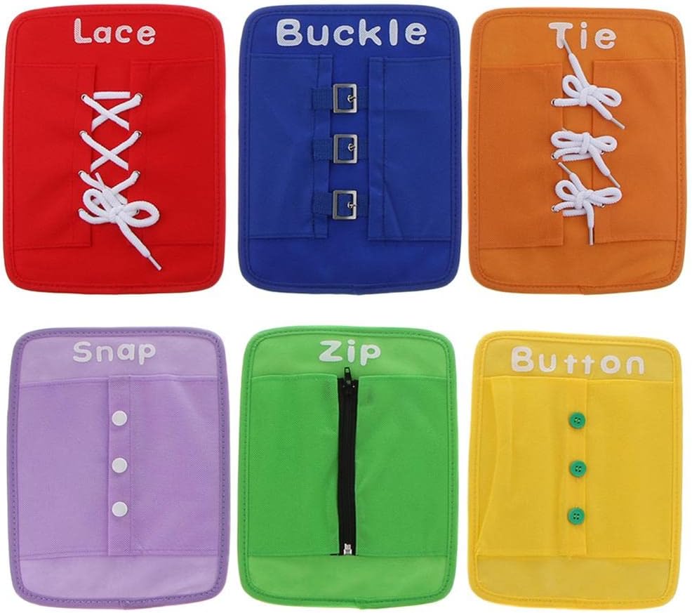 6pcs / Set Children Zip Button Snap Buckle Tie Lace Learning