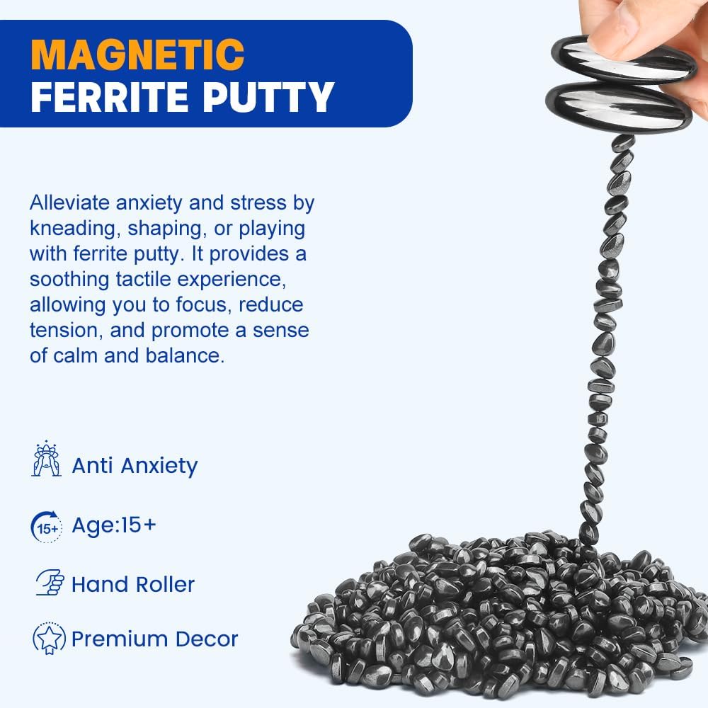 Slime Putty Set, Cool Fidget Magnet Ferrite Putty, Magnetic Stones Eggs with Rattle Oval Magnet, Novelty EDC Desk Gadget Slime Putty & Science Kit Gift
