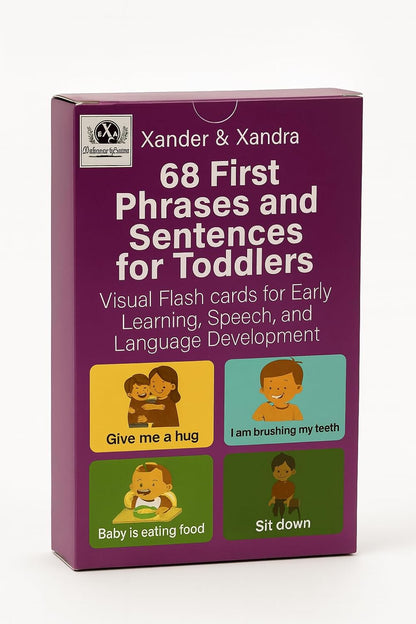 68 First Phrases and Sentences for Toddlers – Durable, Waterproof & Double-Sided Visual Flashcards for Early Learning, Speech & Language Development
