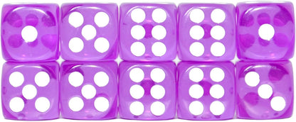 SmartDealsPro 10-Pack D6 Six Sided 16mm Transparent Dice Die for DND, MTG, RPG, Tenzi, Yahtze, Bunco, Table Borad Games, Math Teaching