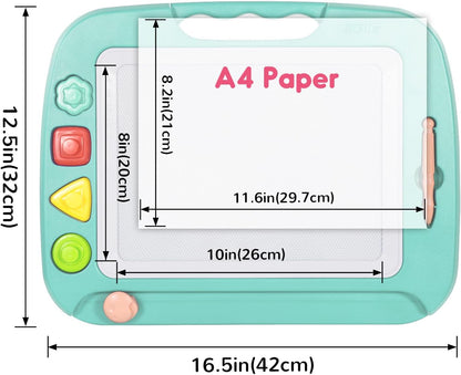 SGILE Toddler Toys for Kids, Large Magnetic Drawing Board for Birthday Gift, Toys for 1 2 3 4 Year Old Girls Boys, Etch & Sketch Pad with 4 Stamps, Learning and Educational, 16 ×13 in, Blue