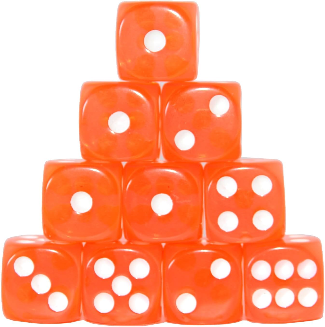 SmartDealsPro 10-Pack D6 Six Sided 16mm Transparent Dice Die for DND, MTG, RPG, Tenzi, Yahtze, Bunco, Table Borad Games, Math Teaching