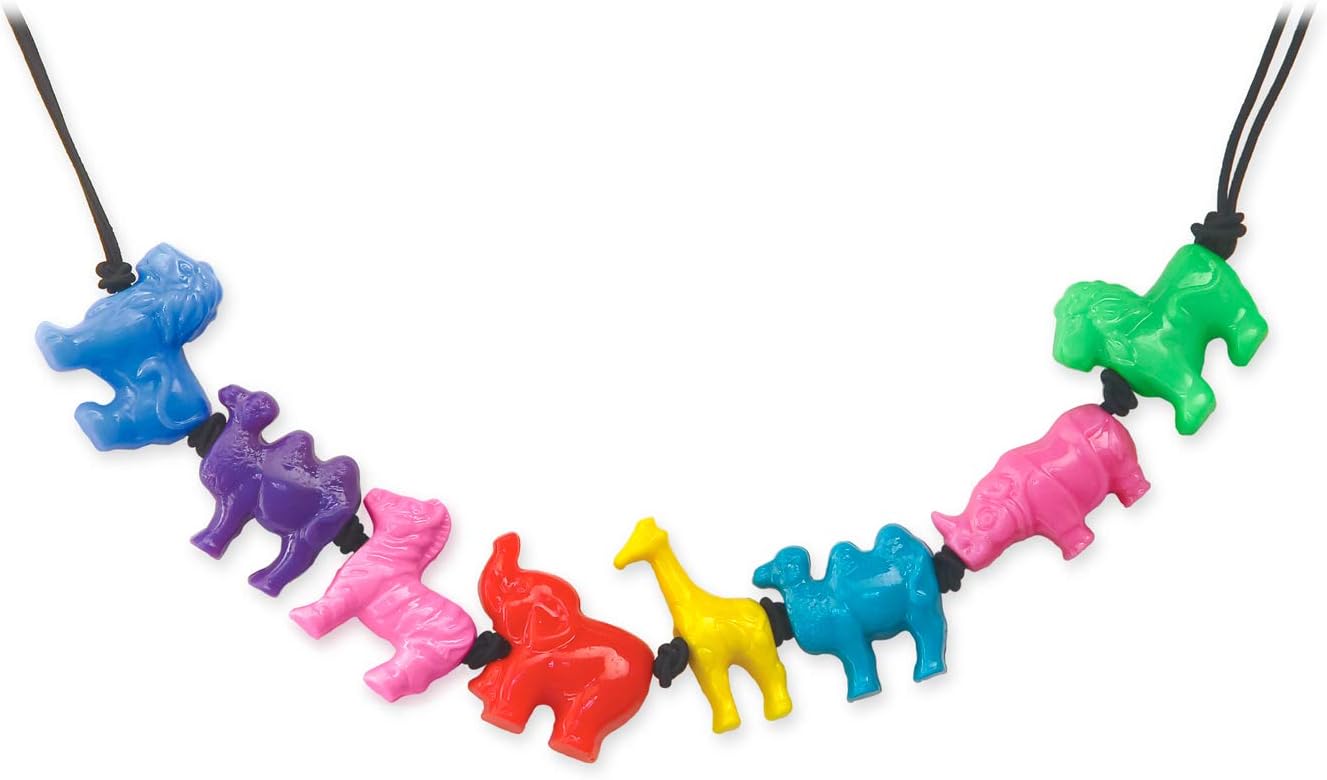 Hygloss Animal Shaped Beads 50 Pcs Plastic Zoo Safari Animal Pony Bead Charms - Colorful Craft Beads - for Kids DIY Craft Jewelry Making Necklace Bracelet Supplies, Resealable Container
