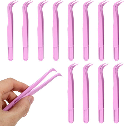 Ymapinc 12 Pcs Plastic Tweezers for Crafting, Bead Craft Tweezers, Plastic Tongs, Art Tweezer for Jewelry Making,Crafts & Baking