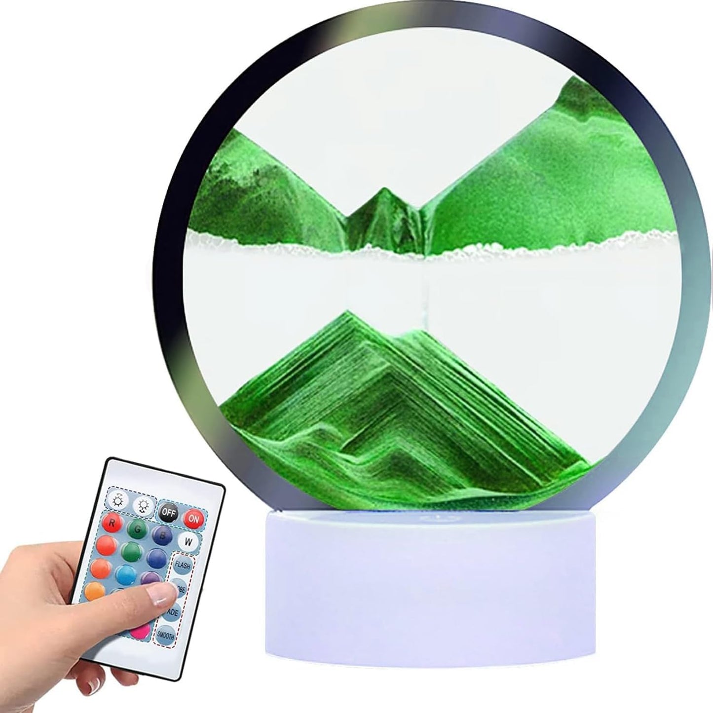 Moving Sand Art Picture Round Glass 3D Deep Sea Sandscape in Motion Display Flowing Sand Frame, Large Desktop Art Toys, Home & Office Desktop Decorations(Black, RC-Crotrol)
