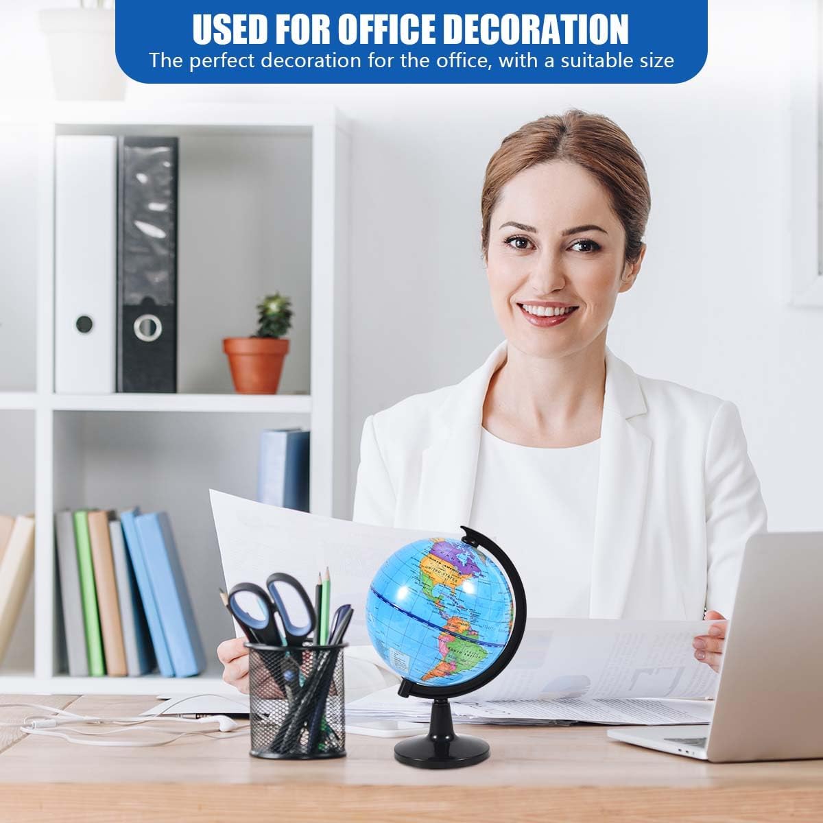 KISEER Rotating World Globe 6 Inch Spinning Earth Globe with Stand for Kids Learning Geography Classroom Education or Office Home Decorations