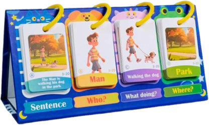 Simhoa Kids Sentence Building Flip Chart Educational, Learning Tool, Portable, Learning, Lightweight, Elementary School, 80 Cards