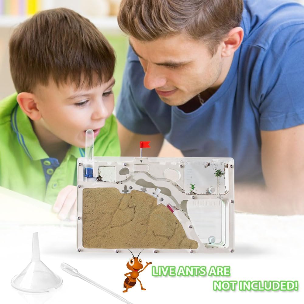 ELNMLHT Ant Farm Castle, Ant Farms with Yellow Sand and Tool Kit, Ant Colony Observation Kit, Ant Viewing Habitat Science Kit, Educational & Learning Science Kit for Kids, Adults, Student (Ant Farm B)