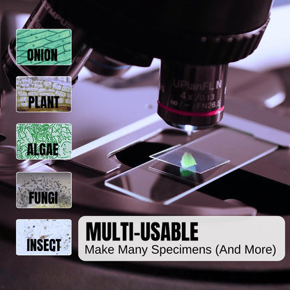 ZEEGOO Microscope Slides and Covers, Pre-Cleaned Optical Glass, High Light Transmittance, 50 Slides + 100 Coverslips, Ground Edges & 45° Corners, Fits Most Microscopes, Classroom, Lab & Home Use