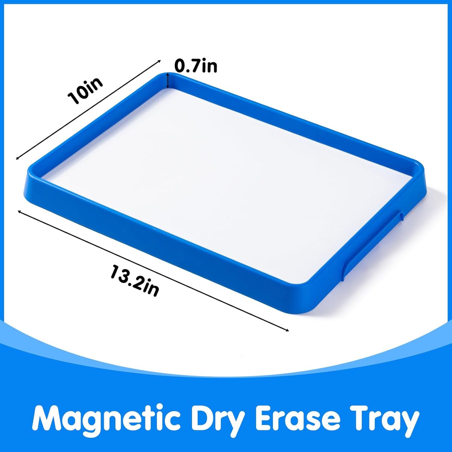Magnetic Tray – Magnetic Whiteboard for Kids with Dry Erase Surface, Stackable Magnetic Dry Erase Activity Tray（Cyan）
