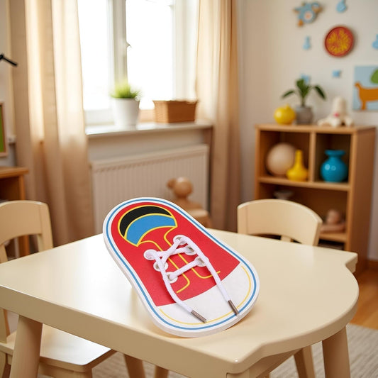 Shoe Tying Practice, Wooden Learn to Tie Your Own Shoes Threading Lacing Shoes Training Early Learning Kits, Decorative Accessories