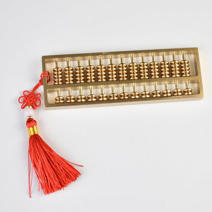 Brass Mini Abacus, Copper Decoration, Chinese Calculator Math Tool for Kids Adults, Gold (09-2)
