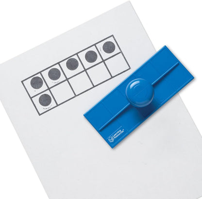 Learning Resources Ten Frame Stamp, Classroom Math Visuals Stamp, 2 Pieces, 21⁄4”H x 6”W