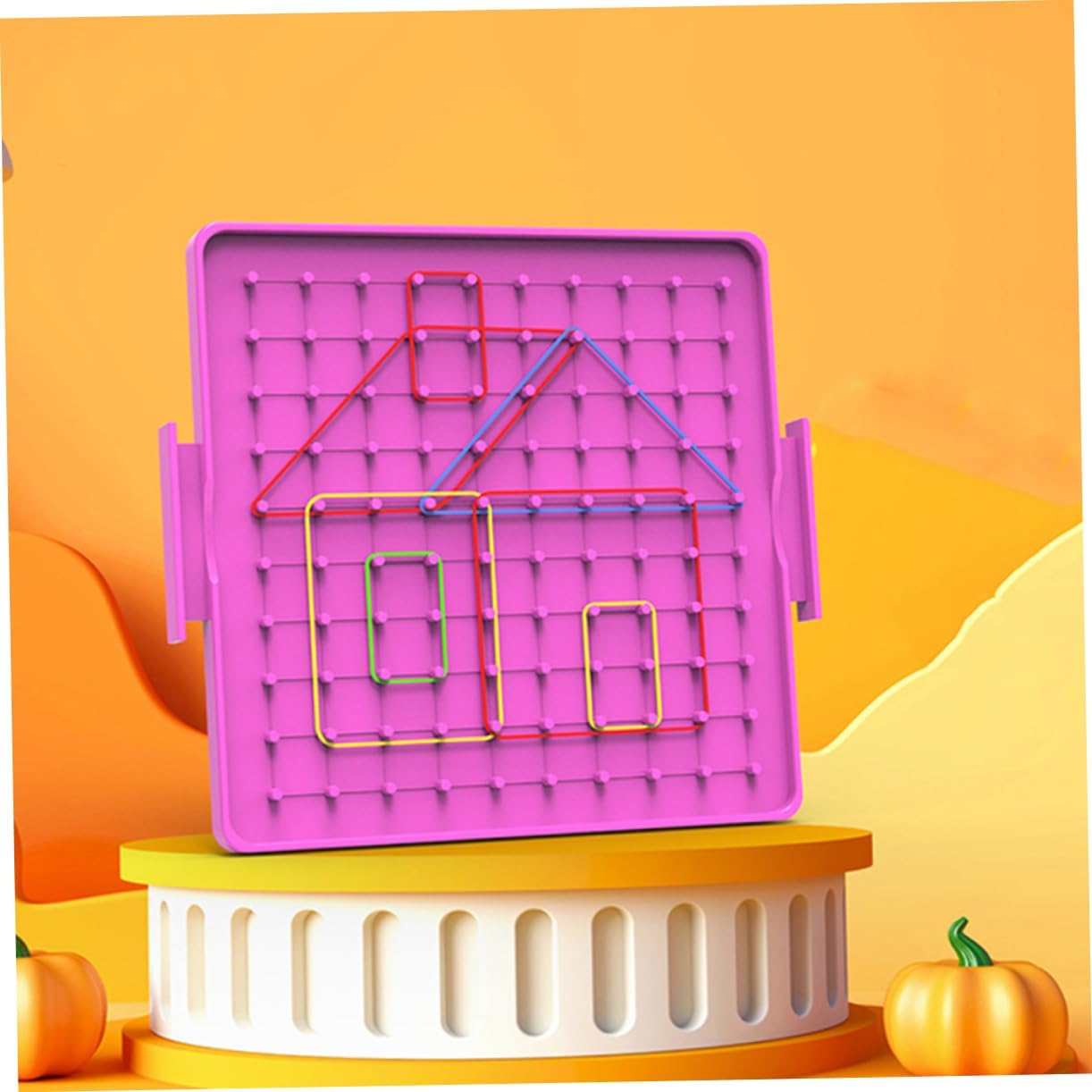 2pcs Double-Sided Geoboard for Boys and Girls Plastic Student Pegboard Educational Math Manipulative Bands for Classroom Activities and Home Learning