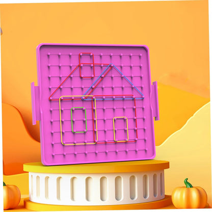 2pcs Double-Sided Geoboard for Boys and Girls Plastic Student Pegboard Educational Math Manipulative Bands for Classroom Activities and Home Learning