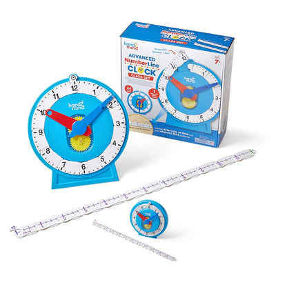hand2mind Advanced NumberLine Clock, Learn to Tell Time, Analog Clock for Kids Learning, Number Line for Kids, Teaching to Tell Time, Math Manipulatives (Set of 1)