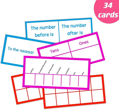 Auchq Math Number of The Day Pocket Chart， Small Math Classroom Pocket Chart with 33 Dry Erase Cards for Home School -Perfect for Compact Spaces (Yellow)…