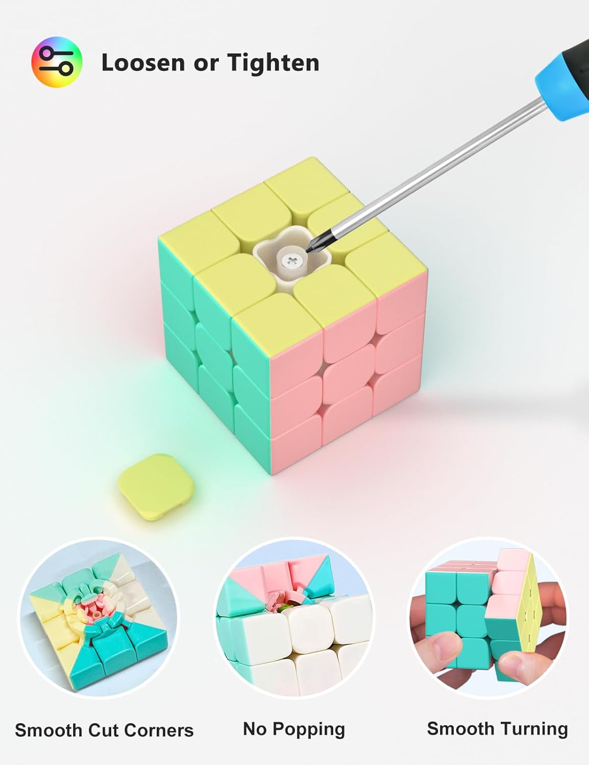 Vdealen Speed Cube Set, 2x2x2 3x3x3 Pyramid Magic Cube Set, Puzzle Cube Toys Birthday Party Christmas Stocking Stuffers Gift for Kids Teens Adults(Carbon Fiber Sticker)