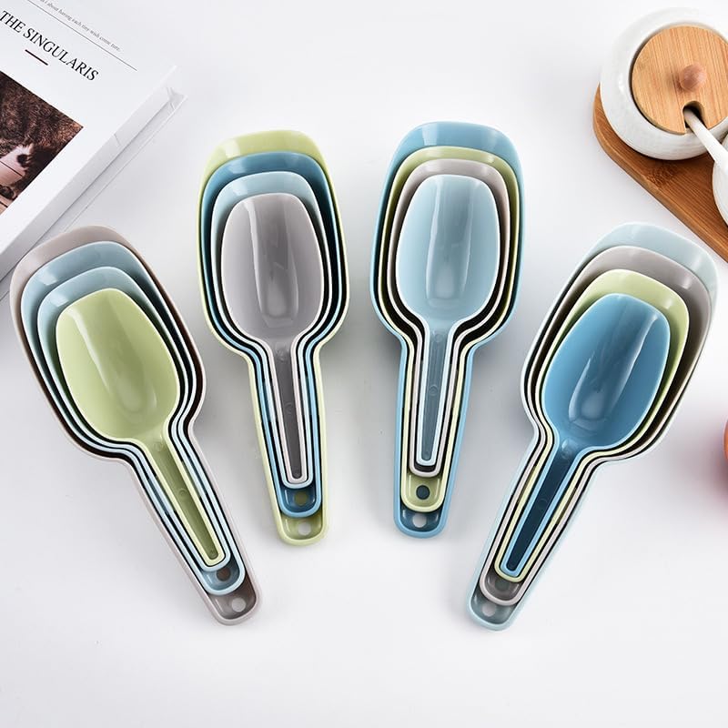 Set of 4 Plastic Ice Scoops, Kitchen Multipurpose Food Scoops for Canisters, Freezer, Flour, Dry Foods, Coffee Beans, Pop Corn, Pet Food (Mix 4 (Set of 4), 150ml, BPA-Free, Dishwasher Safe)