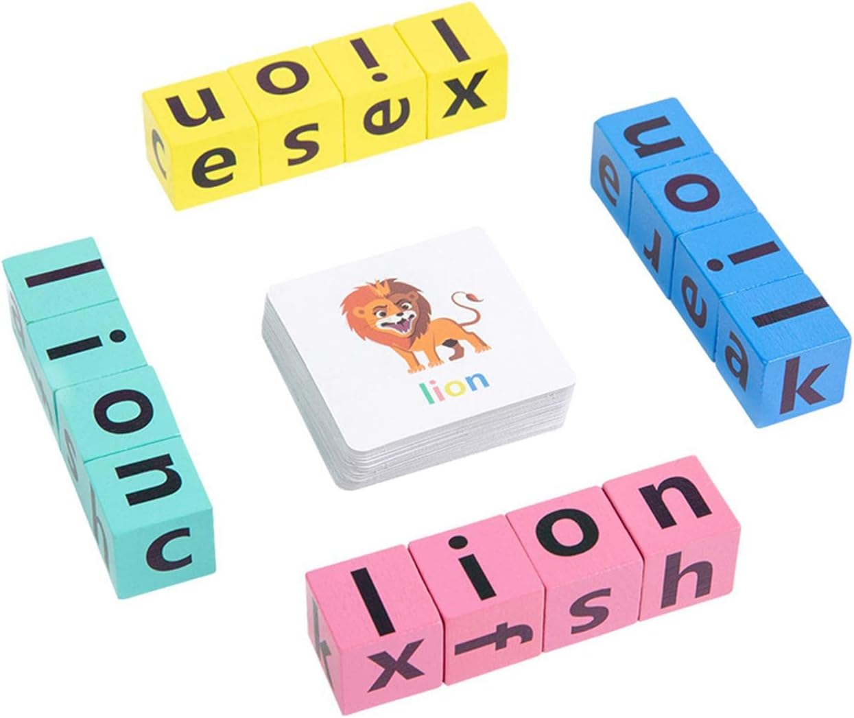 Almencla Spelling Toys Letter Spelling Block Wooden Vowel Reading Letters Toy for Boys Girls