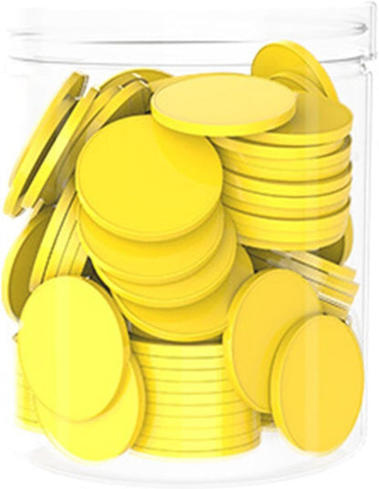 100 Pieces 1 inch Math Manipulatives Counting Chips Discs Sturdy Versatile Accessory for Game Activities with Storage Box, Yellow