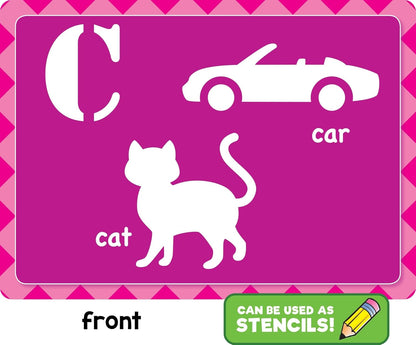 School Zone Bedtime Alphabet Light-Up Learning Cards: 32 Interactive Flash Cards, Preschool, Kindergarten, Letter & Word Recognition, Shadow Play, Mini Flashlight Included