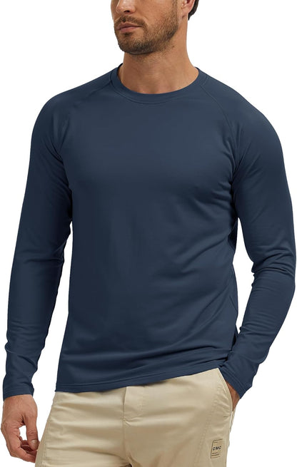 Men's Thermal Shirts Long Sleeve Fleece Lined Crew Neck Base Layer Athletic Workout Tops