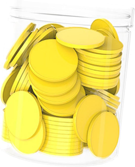 100 Pieces 1 inch Math Manipulatives Counting Chips Discs Sturdy Versatile Accessory for Game Activities with Storage Box, Yellow