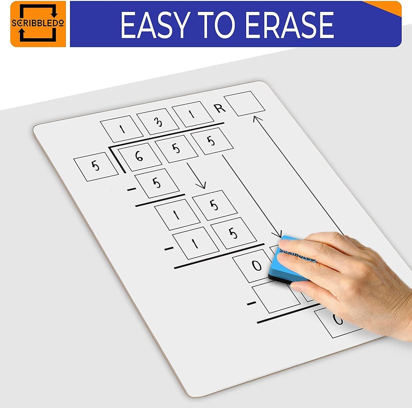Dry Erase Multiplication & Division Board 9"x12" Double Sided Practice Whiteboard with 2x1 & 2x2 Digit Multiplication for Home, School, Classroom, Kids, Students Math Manipulatives Lapboard