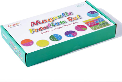 ZazzyKid Magnetic Fraction Tiles & Circles, 156pcs, 12 Color Coded, Fraction Manipulatives