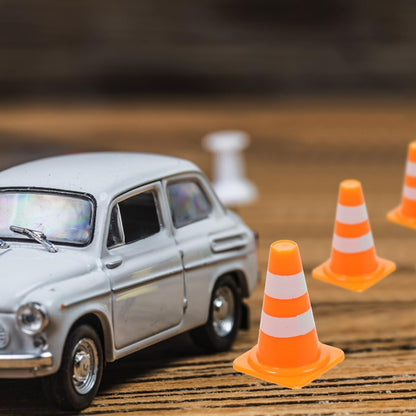 NUOBESTY 30Pcs Mini Traffic Cones, 0.98 Small Orange Construction Cones Miniature Sports Training Roadblock Toy Safety Road Street Signs Scene Models for Kids Early Cognitive Learning, Sand Table