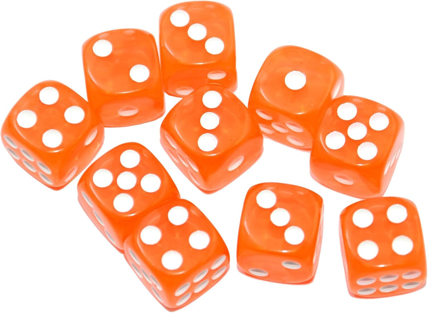 SmartDealsPro 10-Pack D6 Six Sided 16mm Transparent Dice Die for DND, MTG, RPG, Tenzi, Yahtze, Bunco, Table Borad Games, Math Teaching
