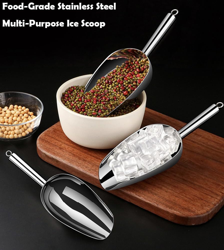 Set of 4 Plastic Ice Scoops, Kitchen Multipurpose Food Scoops for Canisters, Freezer, Flour, Dry Foods, Coffee Beans, Pop Corn, Pet Food (Mix 4 (Set of 4), 150ml, BPA-Free, Dishwasher Safe)