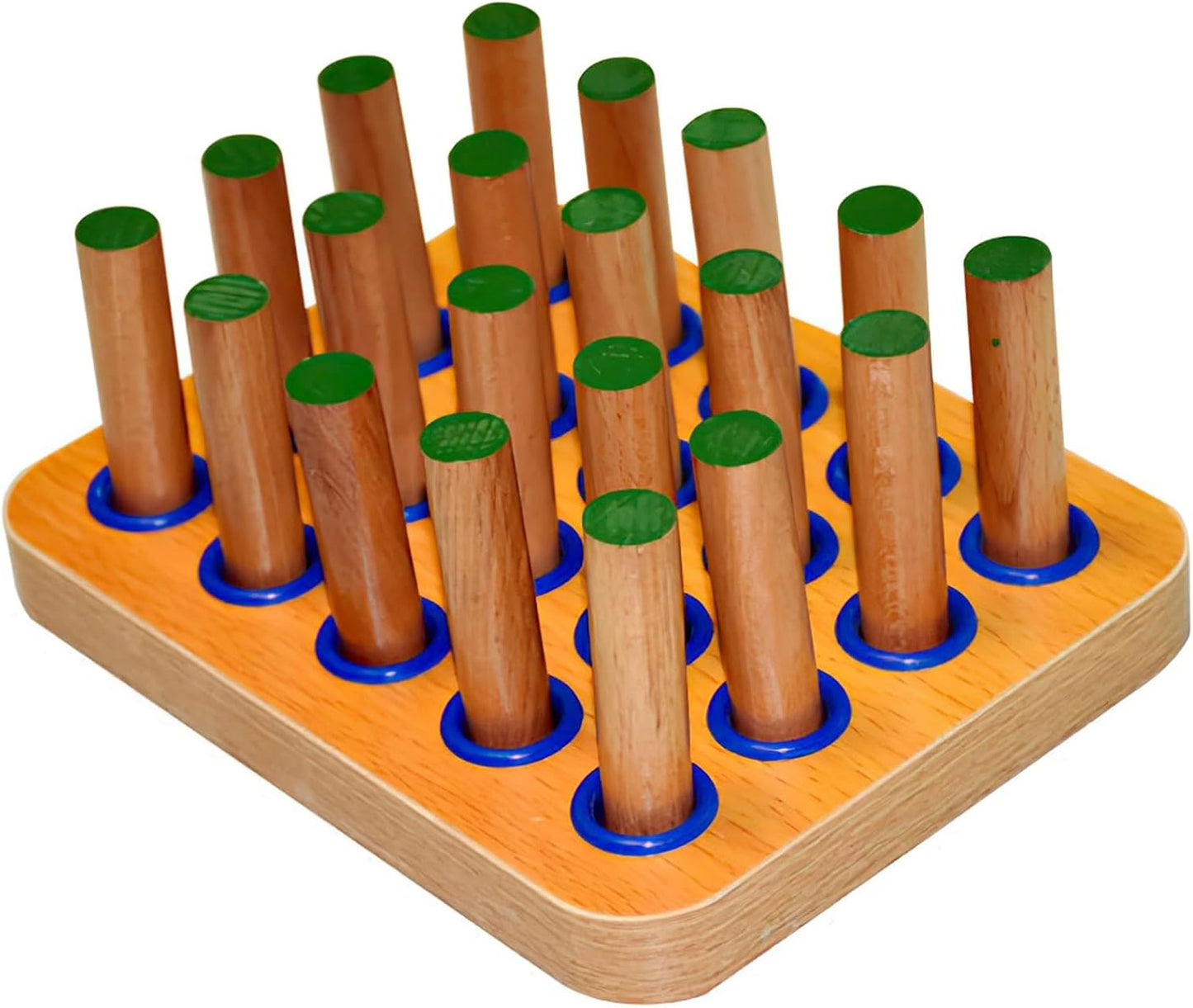 Peg Board for Hand-Eye Coordination Training, Wooden Finger Board for Stroke Therapy and Fine Motor Skills, Includes 20 Pegs, 7.1 x 5.5 x 0.8 in, Smooth Natural Wood Finish