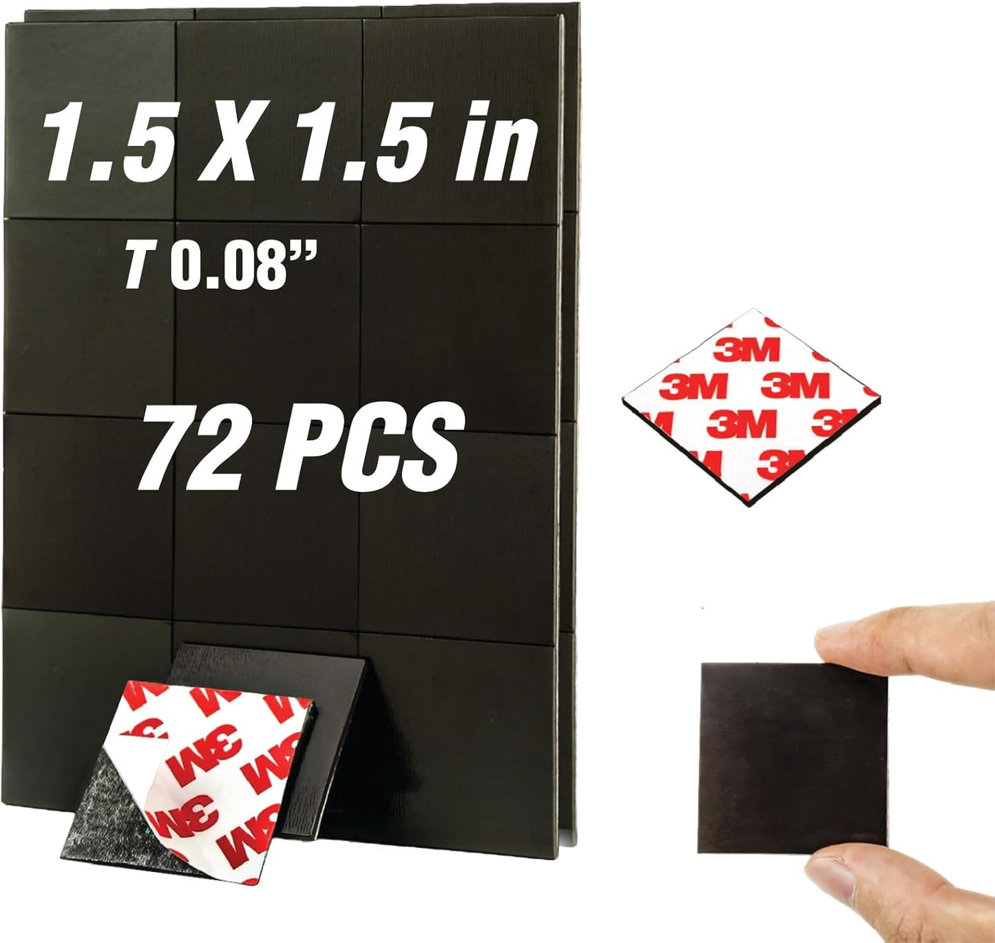 Magnetic Squares with Adhesive Backing(36PCS Each 1.5" x1.5"),Pre-Cut Self Sticky Magnets as Back to School Supplies,Peel and Stick for Cards/Picture/Poster (80mil Magnet)