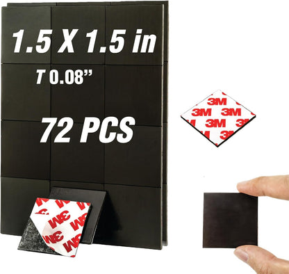 Magnetic Squares with Adhesive Backing(36PCS Each 1.5" x1.5"),Pre-Cut Self Sticky Magnets as Back to School Supplies,Peel and Stick for Cards/Picture/Poster (80mil Magnet)