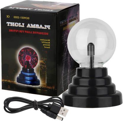 Gresus 3 Inch Battery or USB Powered Magic Plasma Ball Lamp - Touch Sensitive Interactive Plasma Lamp Nebula Sphere Globe, Science Educational Gift for Decorations/Parties/Bedroom