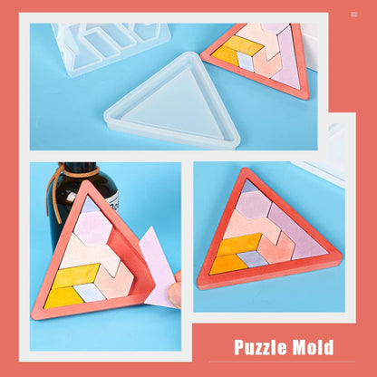 Chocolate Puzzle Game Silicone Casting Tangram Puzzle Jigsaw DIY Resin 2 Sets Silicone Candy Molds Baking