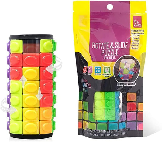 Magic 3D Puzzle Cube Rainbow Fidget Toys Cylinder Rotate Slide 7 Layers Educational Games for Kids Adults