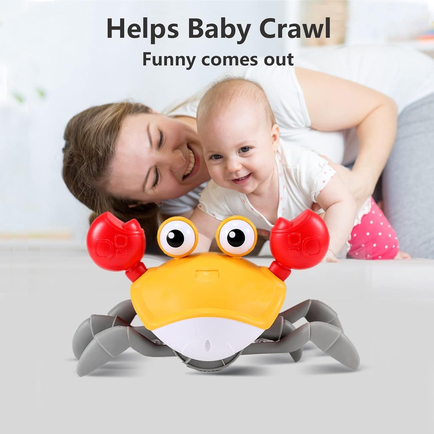 Crawling Crab Gear Set Toy - Tummy Time Musical Crab Toys Stacking & Building Blocks Educational STEM Game for Toddlers & Kids 3-5, 1 2 3 Yr Old Birthday Gift Christmas Stuff for 0-36 Month Boys Girls