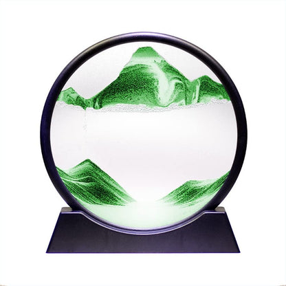 Arthink Moving Sand Art Picture in Motion Round Glass 3D Deep Sea Landscape, Dynamic Sand Art Sandscapes, Sensory Relaxing Desktop