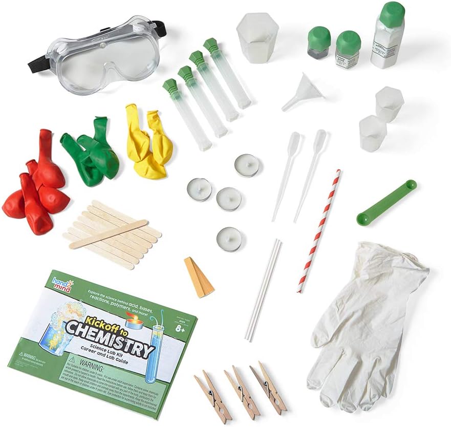 hand2mind Kickoff to Chemistry Science Lab Kit, Color Chemistry, DIY Lava Lamp Kit, Rock Candy Science, Grow Your Own Crystals, Explore Acids and Bases, STEM Kits for Kids, At Home Science Experiments