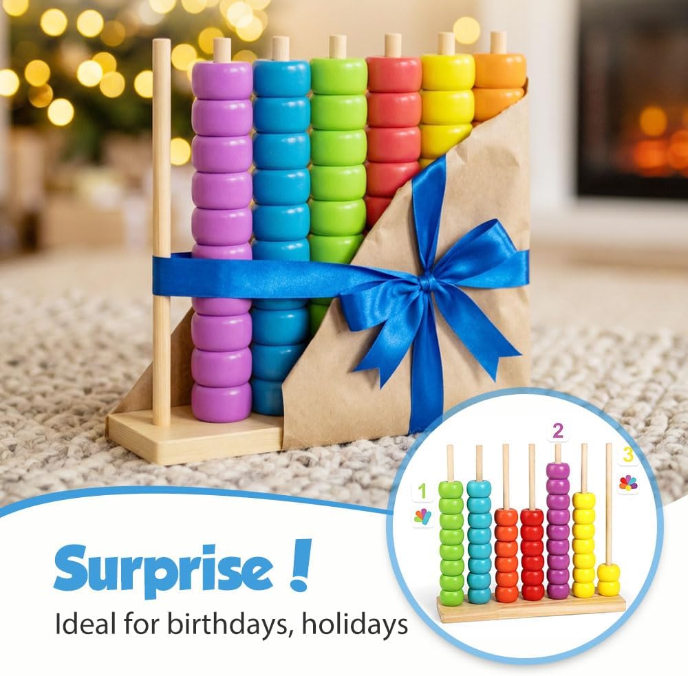 Color Matching Stacking Puzzle Game, Wooden Color Match Challenge Game Fast Color Stack Challenge Ring Stack Puzzle with Rings and Racks, Tabletop Brain Teaser for Friend Family Friendly Fun (2pcs)