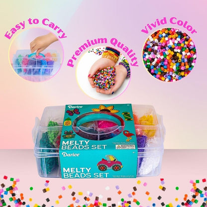 Darice Fuse Beads Kit- 7200 Piece Melty Beads, Arts & Crafts Iron Melting Bead Set for Kids, 11 Colors - Pegboards & Fun Accessories Included for Boys & Girls Ages 6+
