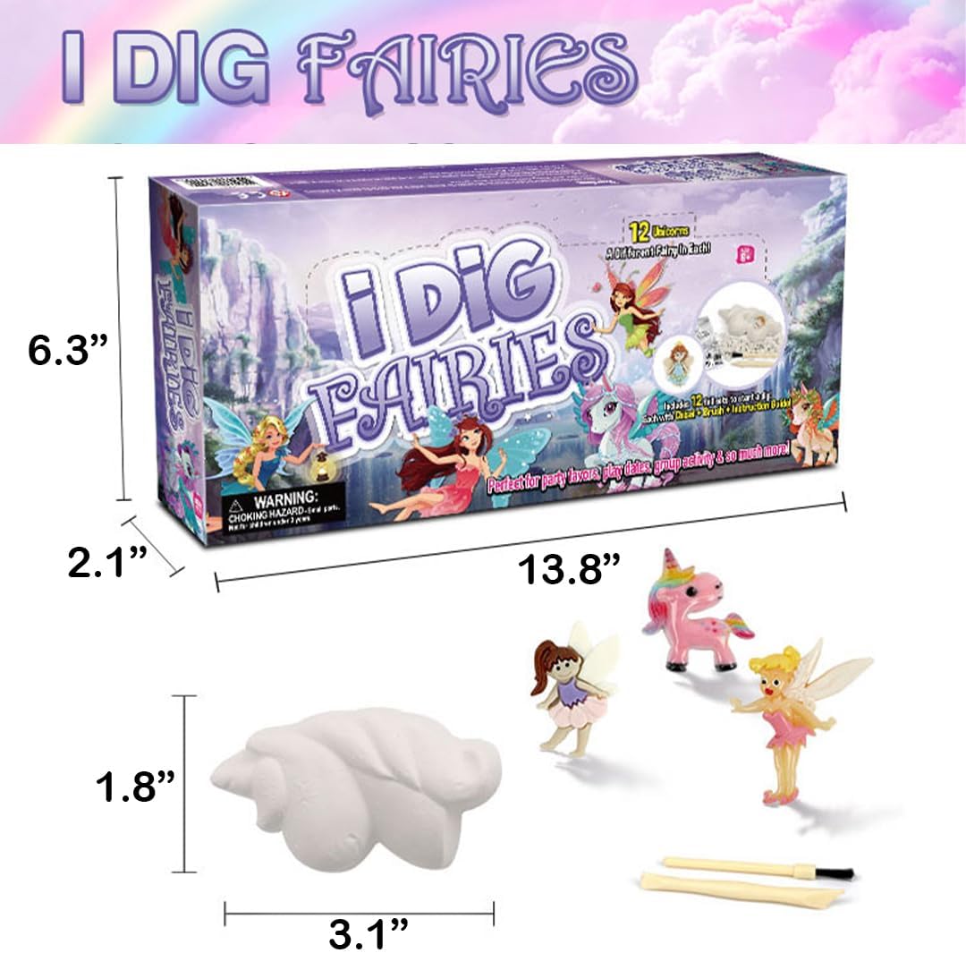 Liberty Imports 12-Pack Gem Digging Kit for Kids - Exciting Gemstone Mining Adventure - Educational STEM Crystal and Mineral Excavation – Party Favor Science Toys