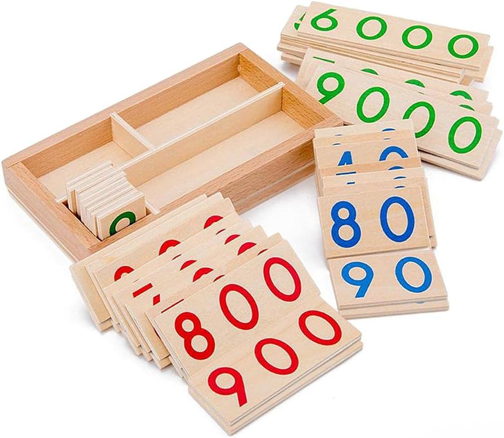Wooden 1-9000 Number Card Pre- Teaching Aids Motor Skill Activity Gift