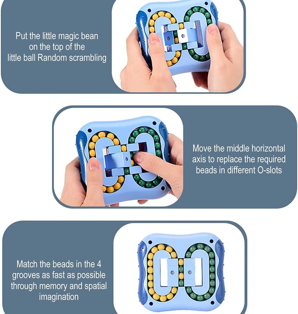 Magic Bean Cube Rotating Puzzle Fidget Toys Anti Stress Ball IQ Games Educational Sensory Easter Gift for Boys Girls Kids Children Adults (Indigo)